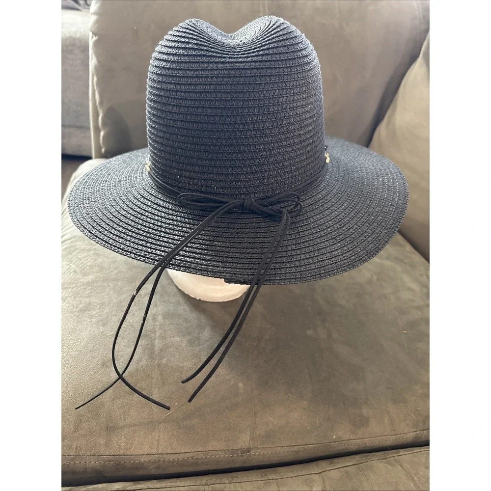 Bindya New York Ladies Decorated Black Woven Cowgirl Style Hat Fall